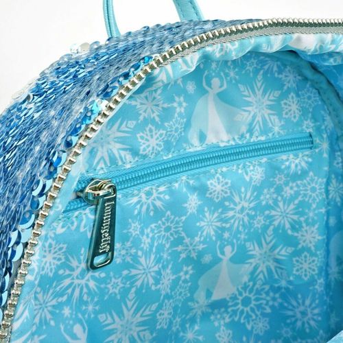 Loungefly Disney Frozen Elsa Snowflake Reversible Sequin Mini Backpack WDBK0935 