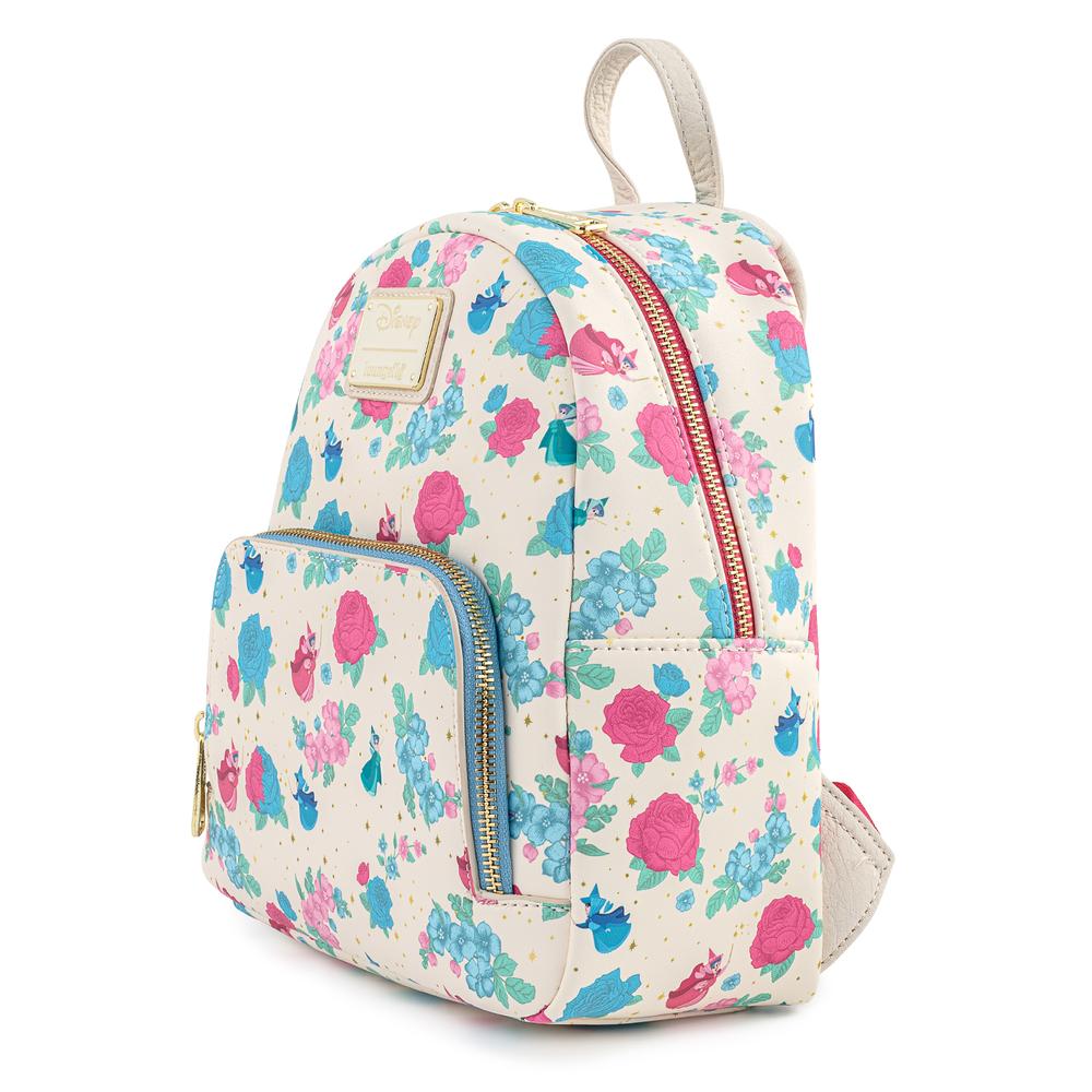 LOUNGEFLY SLEEPING BEAUTY FLORAL FAIRY GODMOTHERS MINI BACKPACK ...